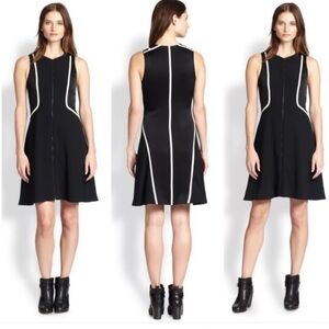 Rag & Bone Andrea Front Zip Black and White A-Line Dress Size 2